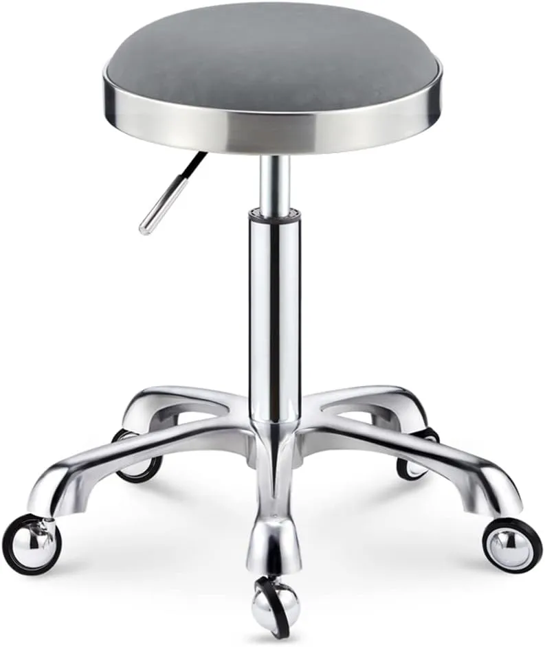 Heavy Duty Adjustable Height Work Shop Stool, Load-Bearing 440 Ib Round Rolling Stool Swivel Salon Hairdressing Makeup Stool with Wheels That are Not Easy to Wrap Ha Blac,Green (Grey)