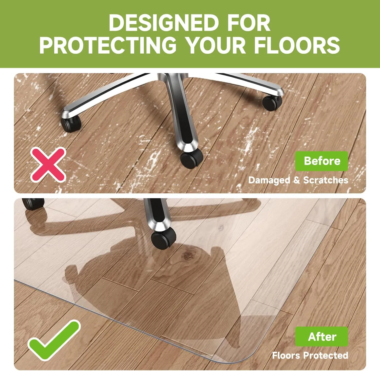 Heavy-Duty Clear Chair Mat for Hardwood Floors