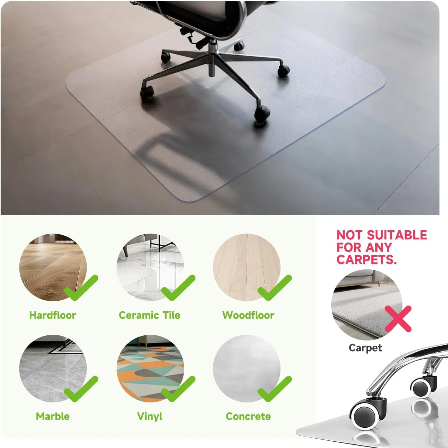 Heavy-Duty Clear Chair Mat for Hardwood Floors
