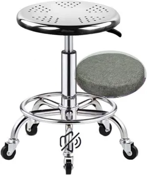 Heavy Duty Stainless Steel Rolling Shop Bar Stool with Wheels Bearing 440lbs,Swivel Height Adjustment Shop Rolling Stool with Foot Rest, Work Shop Stools with Wheels gree,Green (Green)