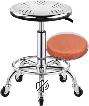 Heavy Duty Stainless Steel Rolling Shop Bar Stool with Wheels Bearing 440lbs,Swivel Height Adjustment Shop Rolling Stool with Foot Rest, Work Shop Stools with Wheels gree,Green (Orange)