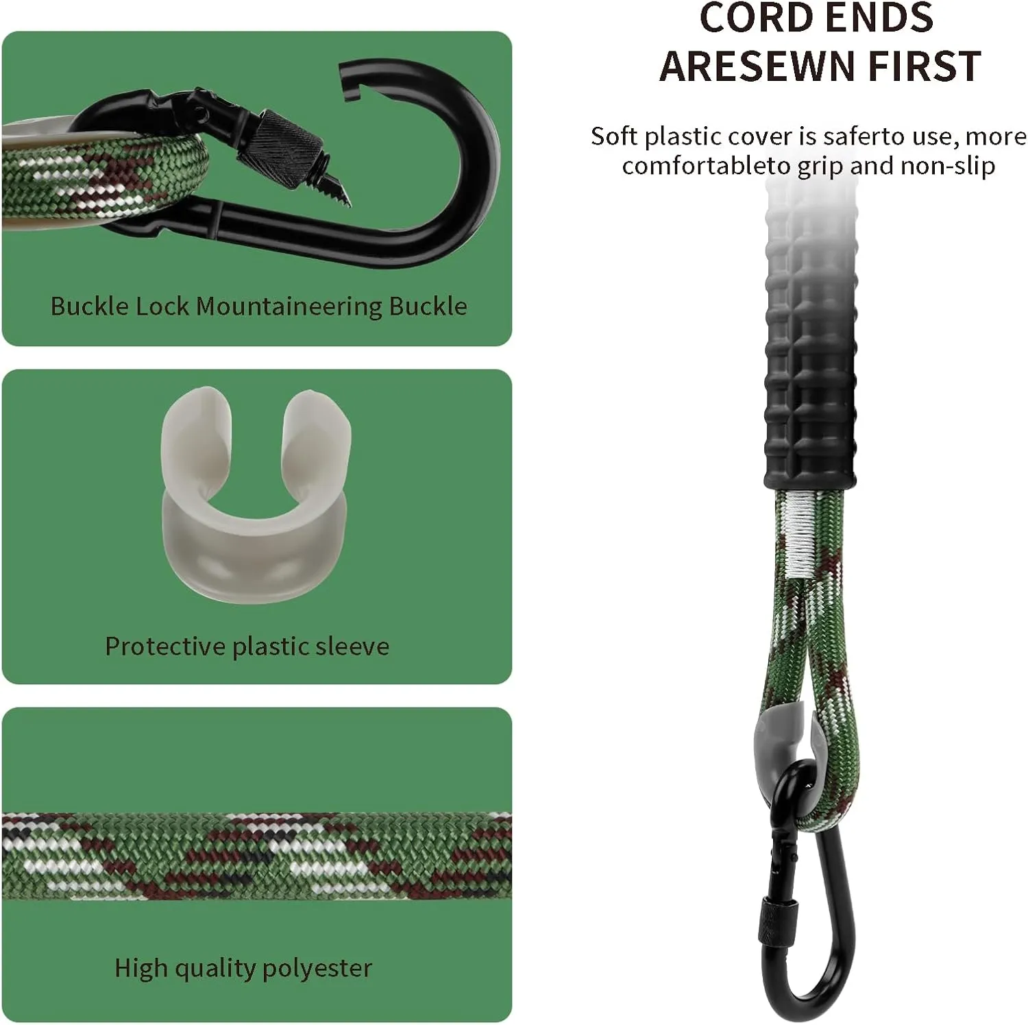 Heavy Duty Tree Swing Ropes Hammock, Adjustable Extendable Hanging Straps, Carabiners 1000lbs for All Swings Hammock Playground Set Accessories 7.25ft(87") of 2, Green