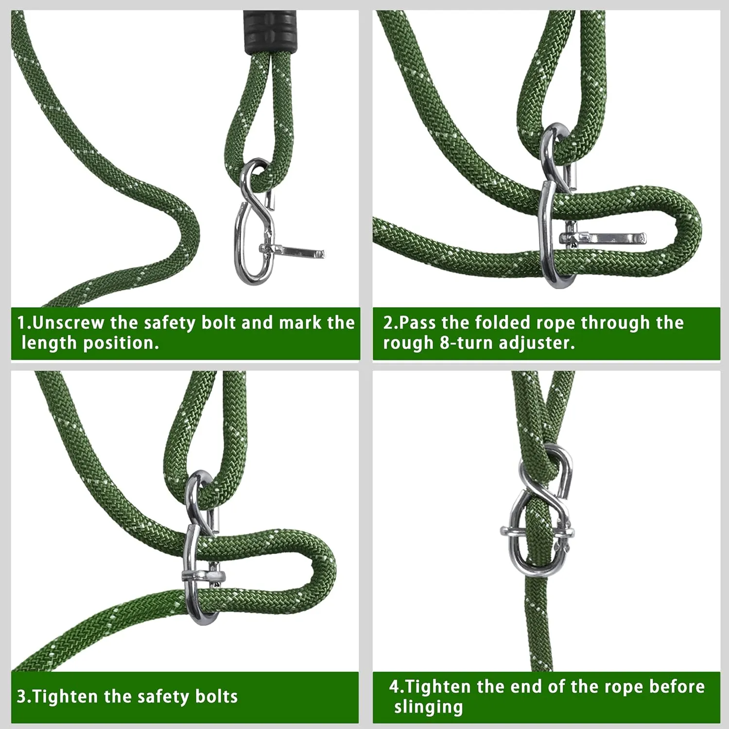 Heavy Duty Tree Swing Ropes Hammock, Hanging Straps, Adjustable Extendable for Outdoor Swings Hammock Playground Set Accessories, 7.25ft(87") of 2, Green