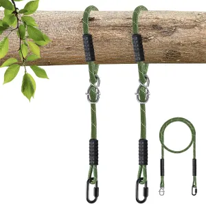 Heavy Duty Tree Swing Ropes Hammock, Hanging Straps, Adjustable Extendable for Outdoor Swings Hammock Playground Set Accessories, 7.25ft(87") of 2, Green