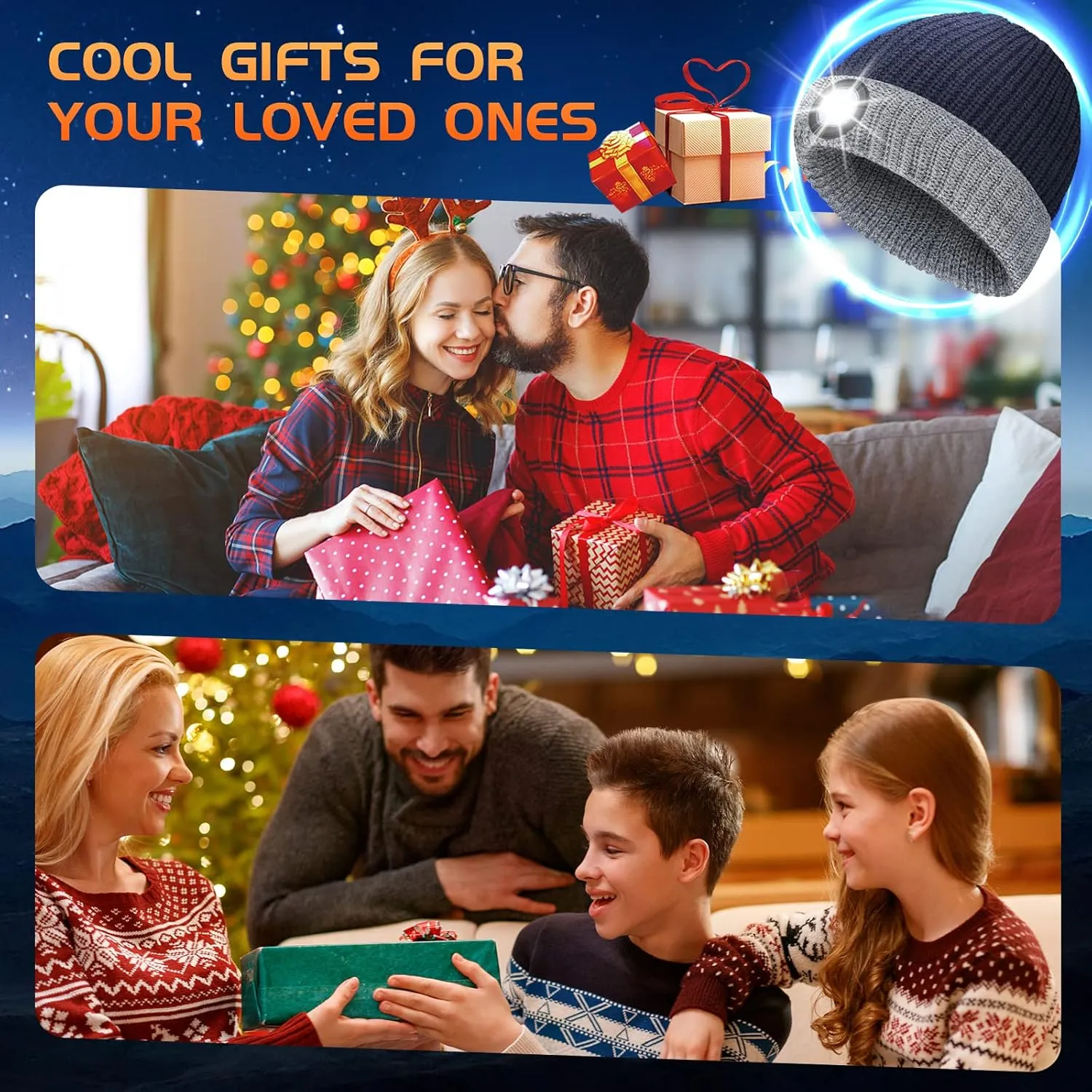 HIGHEVER LED Beanie Hat with Light: Christmas Stocking Stuffers for Men Adult Winter Gift