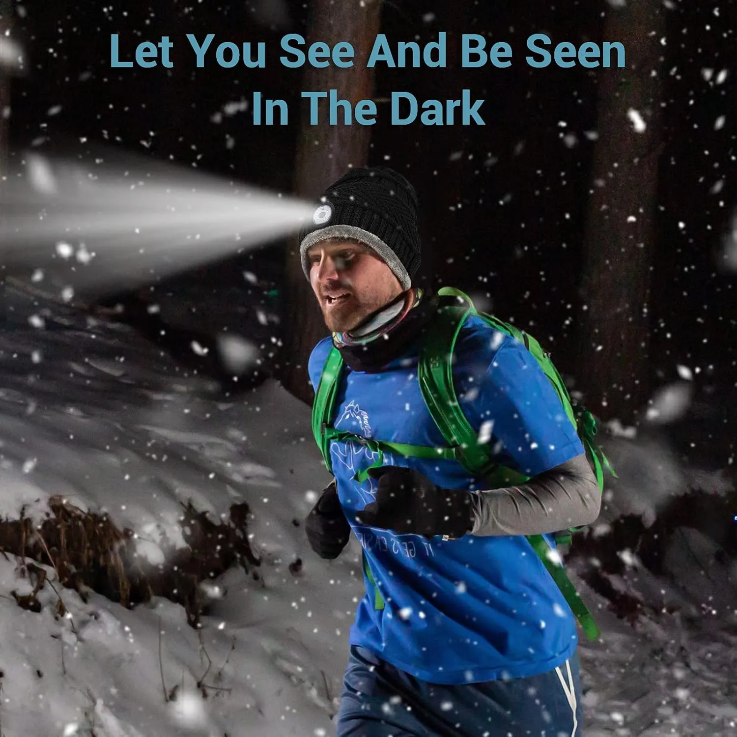 HIGHEVER LED Beanie Hat with Light: Christmas Stocking Stuffers for Men Adult Winter Gift