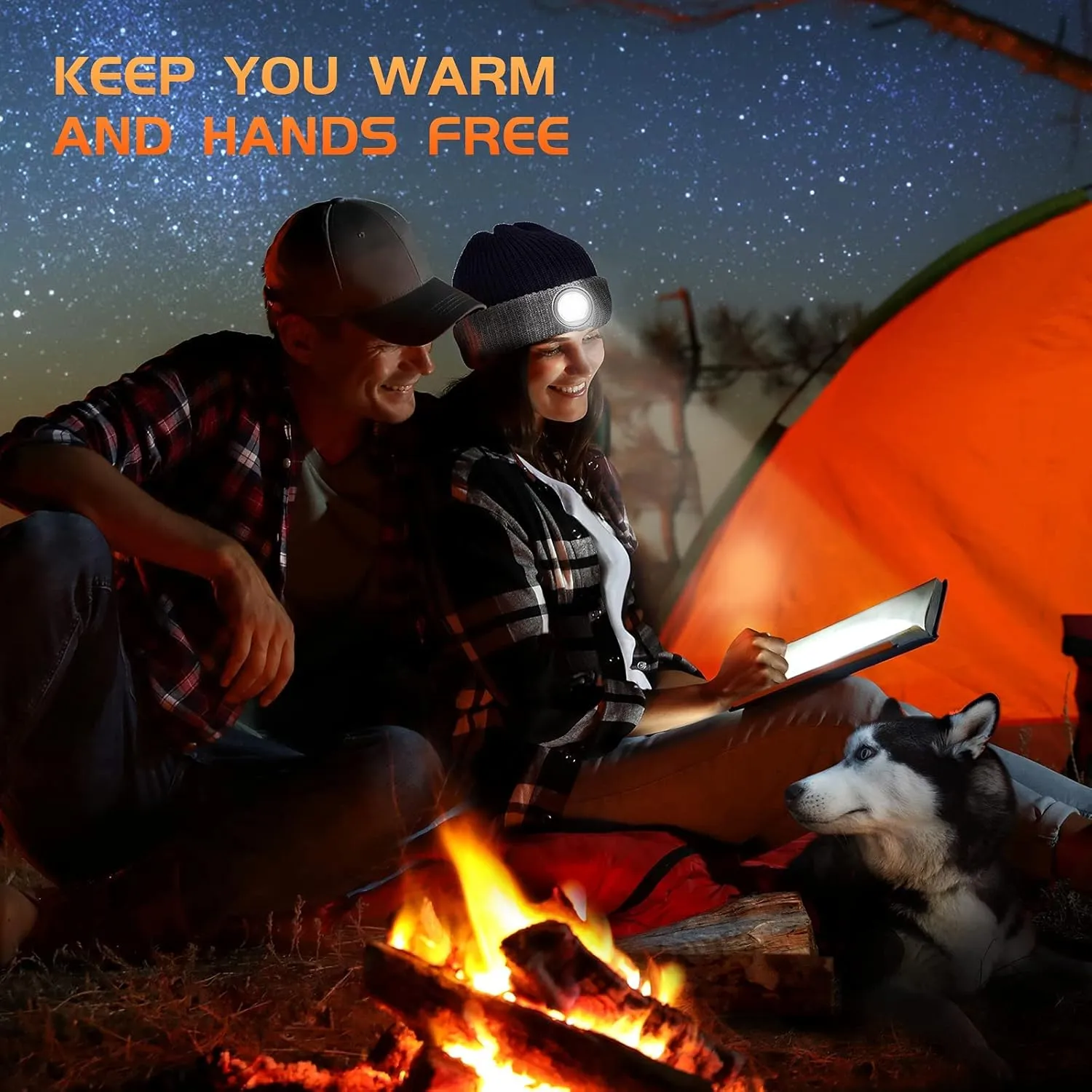 HIGHEVER LED Beanie Hat with Light: Christmas Stocking Stuffers for Men Adult Winter Gift