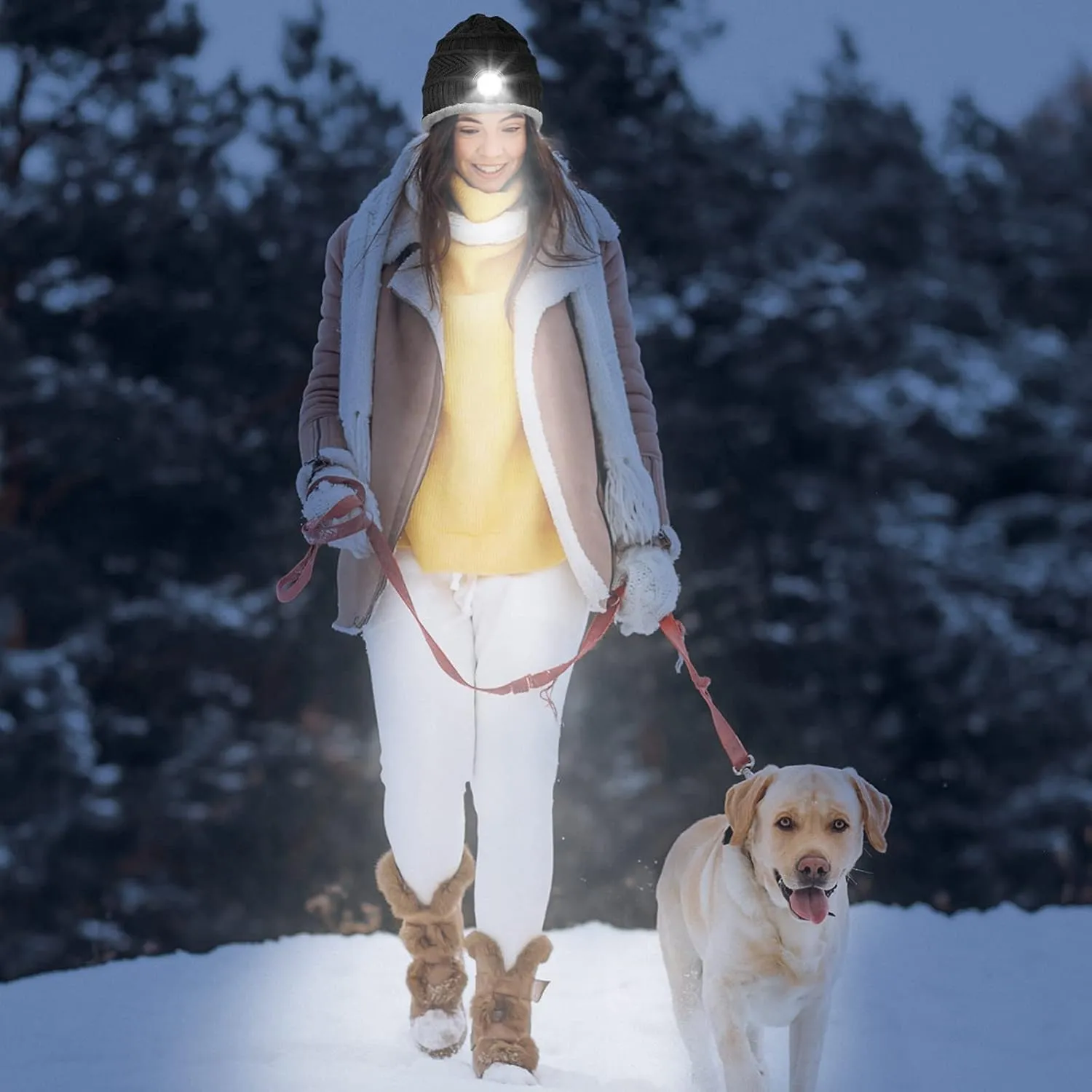 HIGHEVER LED Beanie Hat with Light: Christmas Stocking Stuffers for Men Adult Winter Gift