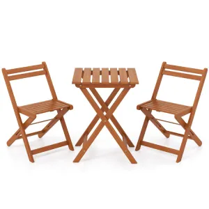Hivvago 3 Piece Solid Wood Furniture Set with 2 Folding Chairs
