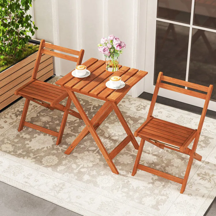 Hivvago 3 Piece Solid Wood Furniture Set with 2 Folding Chairs