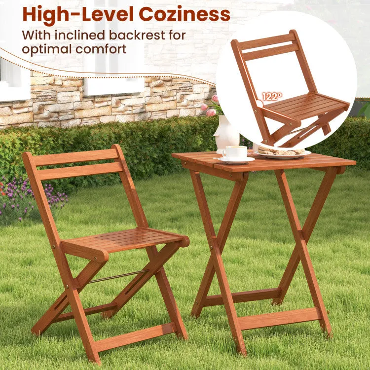 Hivvago 3 Piece Solid Wood Furniture Set with 2 Folding Chairs