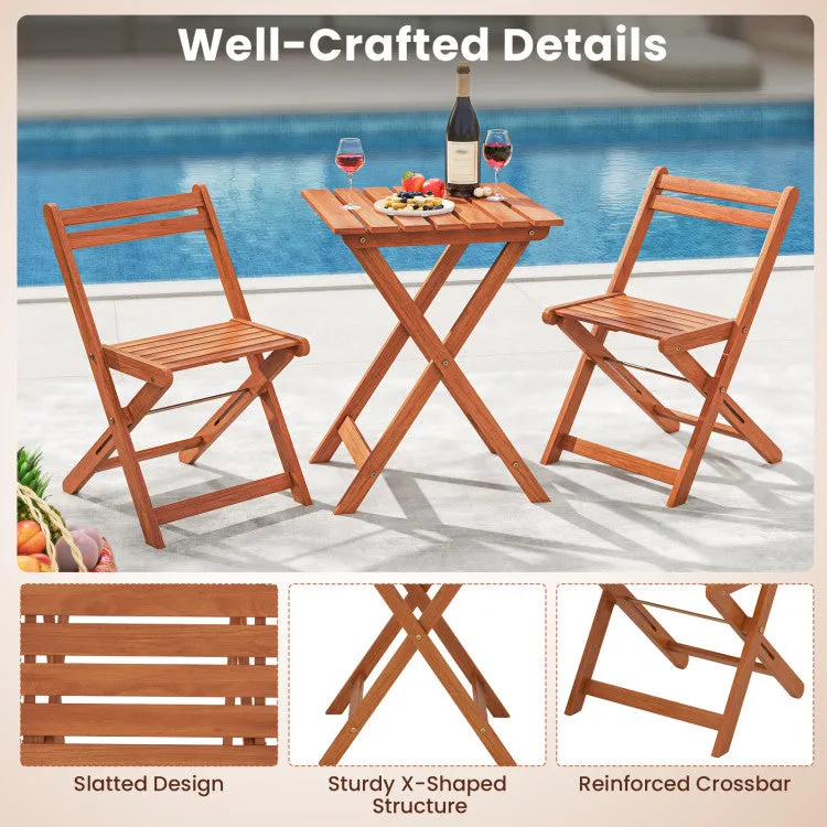Hivvago 3 Piece Solid Wood Furniture Set with 2 Folding Chairs
