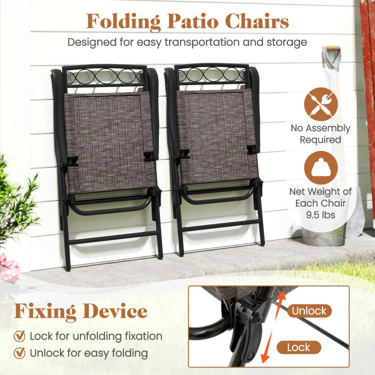 Hivvago 3 Pieces Outdoor Bistro Dining Furniture Set with Umbrella Hole
