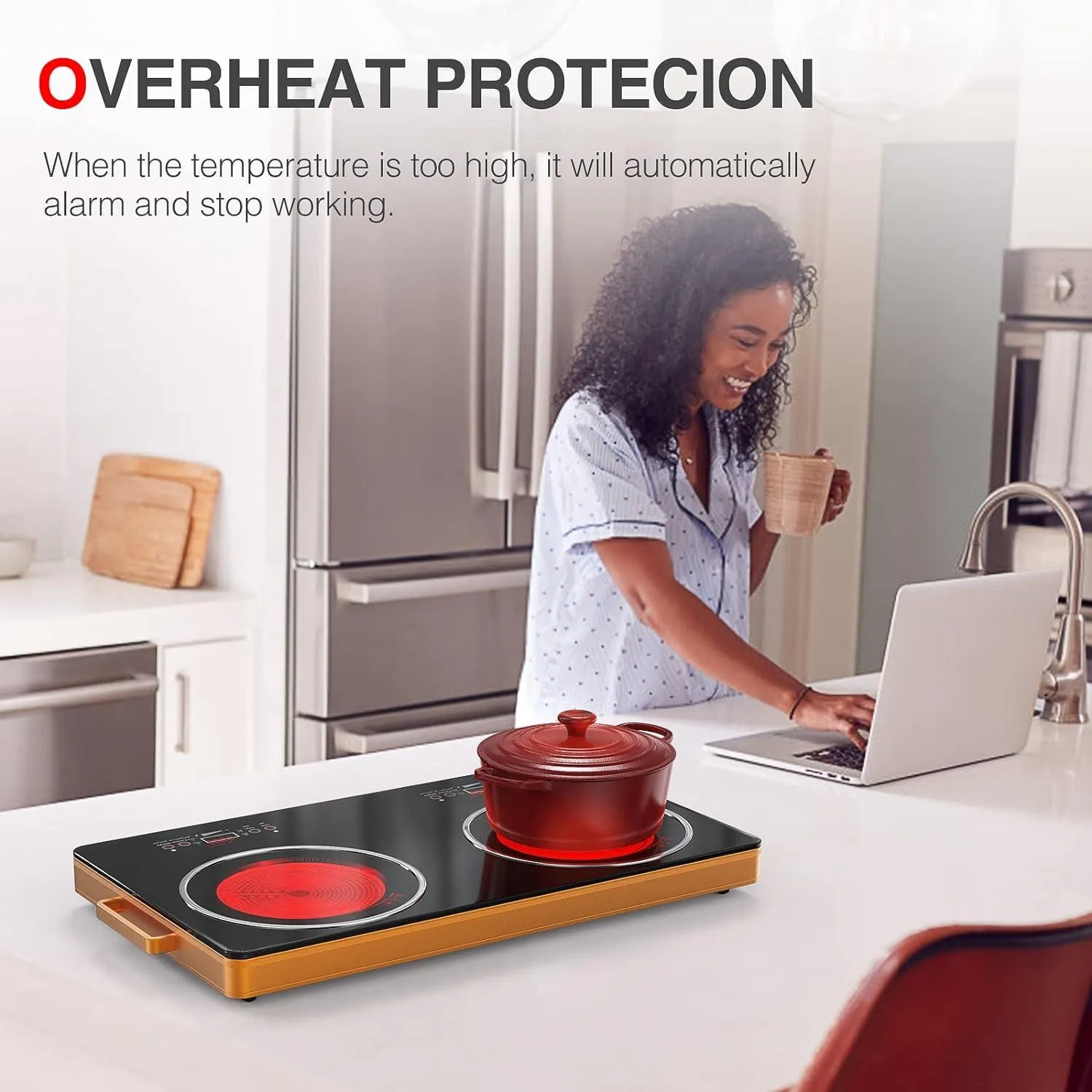 Hoffmans Induction Cooker 2 Burner – Infrared Hot Plate Stove with Touch Panel & Dial Controls