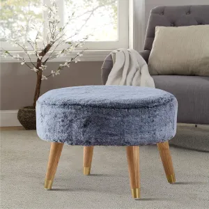 Home Soft Things Heavy Faux Fur Oval Ottoman, 22'' x 18'' x 18'', Black, Super Soft Fuzzy Round Makeup Ottoman Bedroom Foot Rest Stool for Living Room Entryway Chair Home Decor