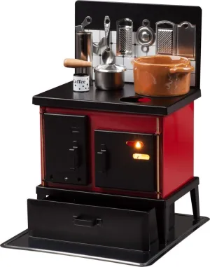 HUSS Multi-Purpose Steel Oven Stove, Red - German Incense Smoker, Miniature Kitchen, Stove, Fragrance Oil Burner, Cup Warmer