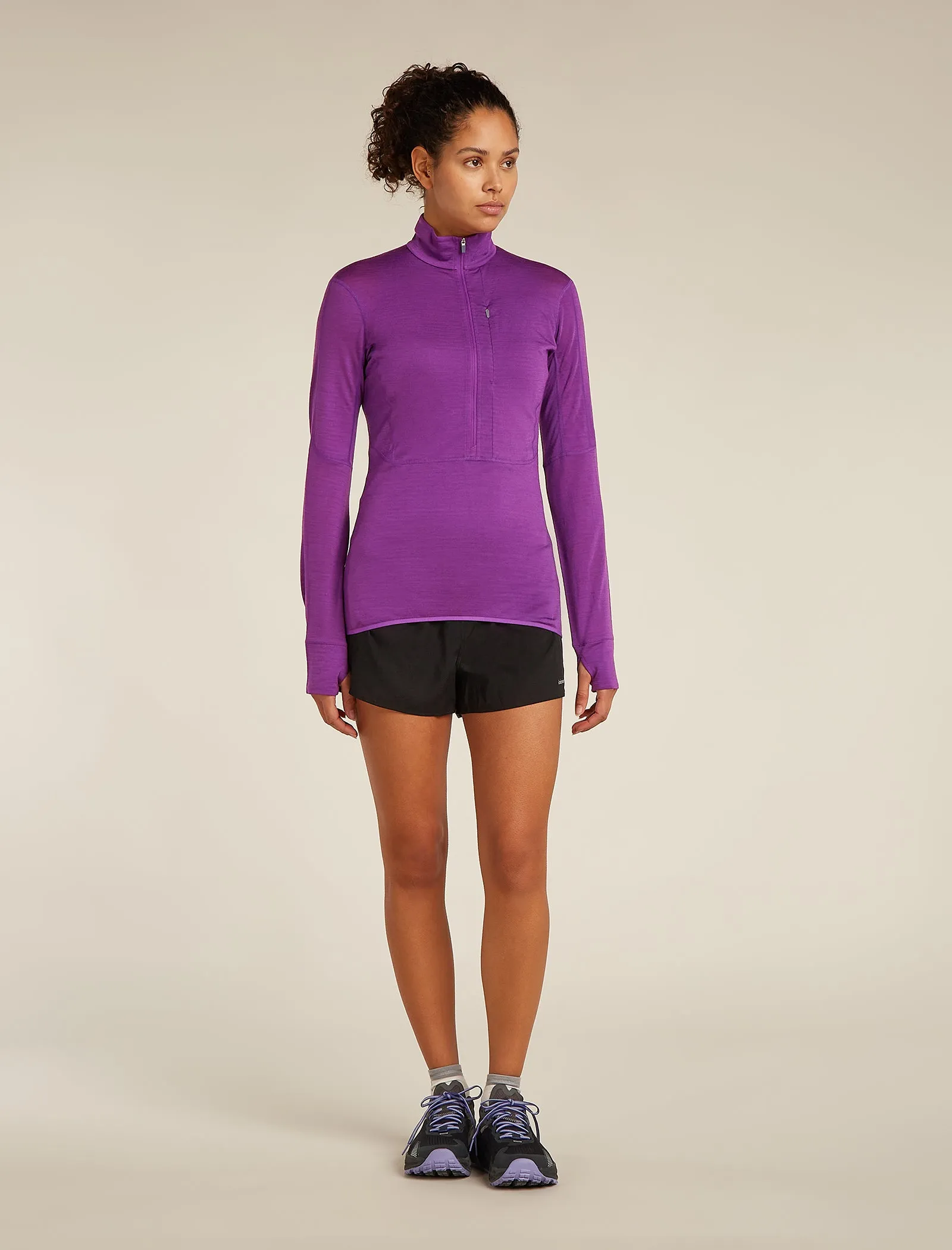 Icebreaker Womens Merino Blend 200 RealFleece Descender Long Sleeve Half Zip