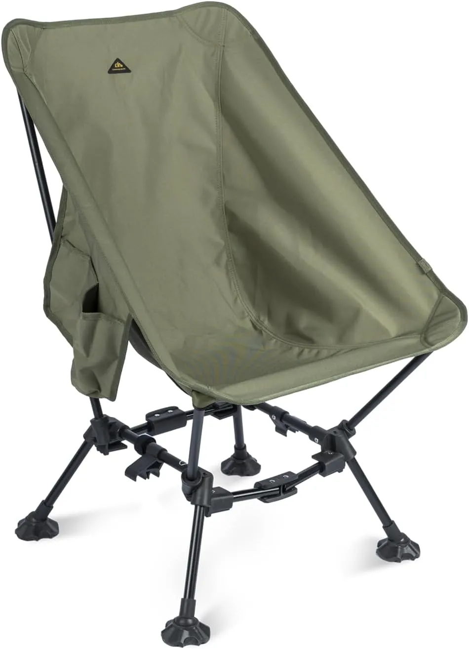 iClimb Two-Heights Light Compact Comfortable Camping Folding Beach Chair with Anti-Sinking Large Feet and Carry Bag