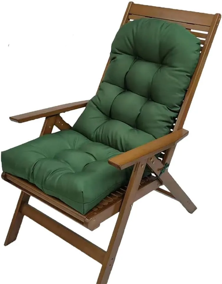 Indoor/Outdoor Rocking Chair Cushion Waterproof 43.3×19.7in-All Weather Patio&High Back Chair Cushions with Ties,Thicken Outdoor Garden Furniture Chair Pads Replacement (Dark Green)