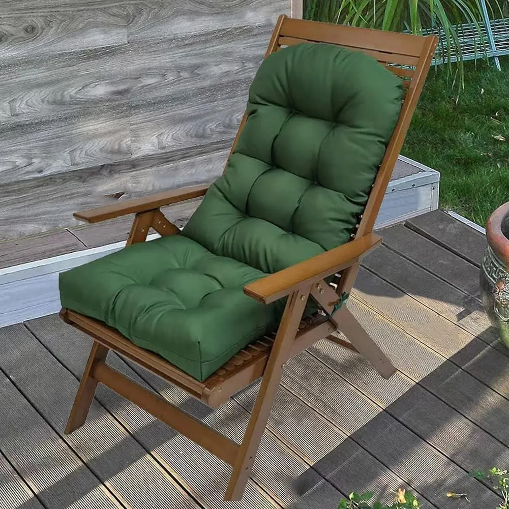 Indoor/Outdoor Rocking Chair Cushion Waterproof 43.3×19.7in-All Weather Patio&High Back Chair Cushions with Ties,Thicken Outdoor Garden Furniture Chair Pads Replacement (Dark Green)