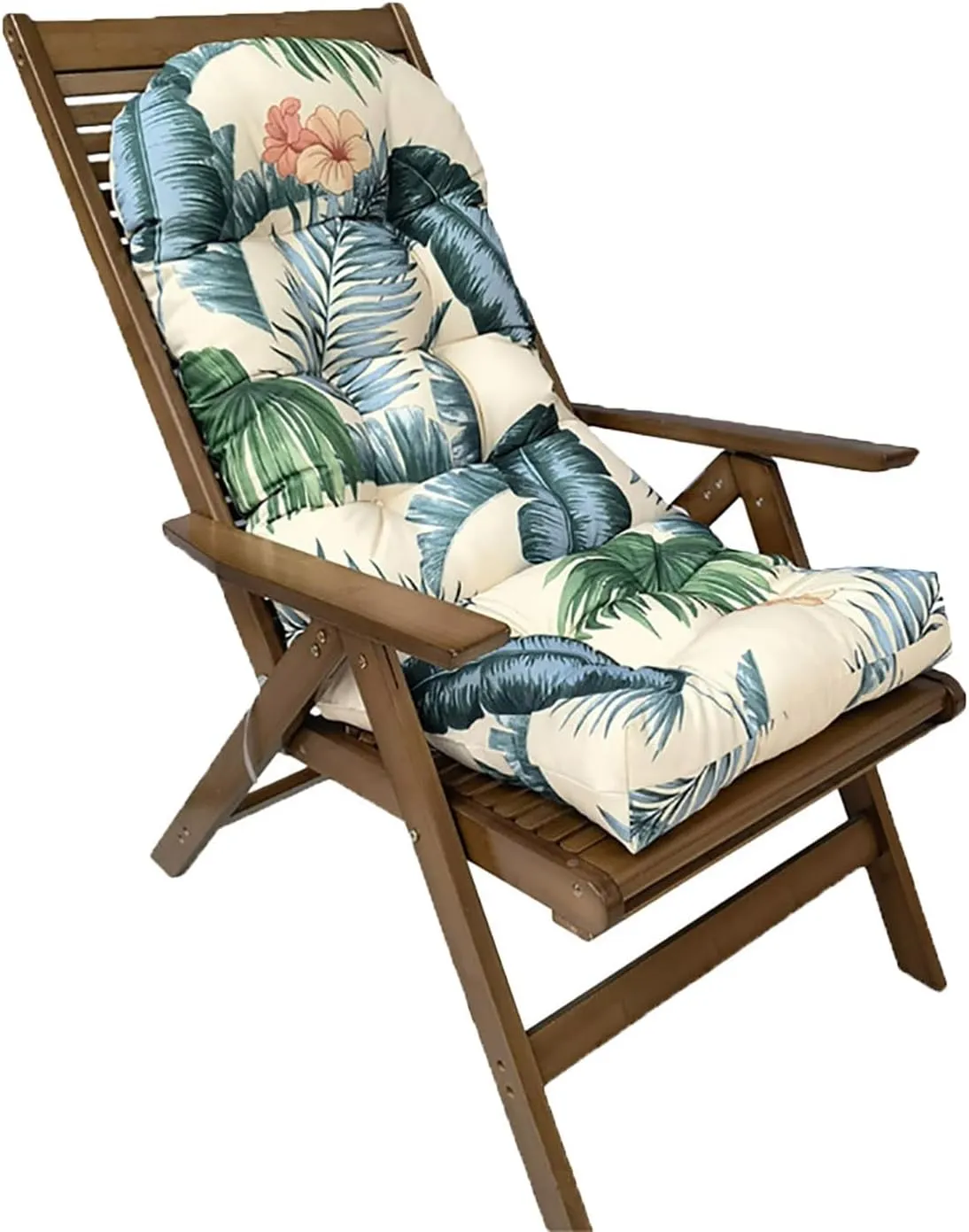 Indoor/Outdoor Rocking Chair Cushion Waterproof 43.3×19.7in-All Weather Patio&High Back Chair Cushions with Ties,Thicken Outdoor Garden Furniture Chair Pads Replacement (Hawaiian)