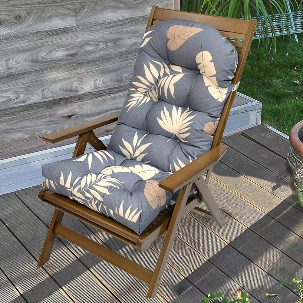 Indoor/Outdoor Rocking Chair Cushion Waterproof 43.3×19.7in-All Weather Patio&High Back Chair Cushions with Ties,Thicken Outdoor Garden Furniture Chair Pads Replacement (Leaf)