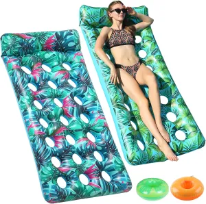 Inflatable Pool Floats Adult Heavy Duty, 74X34in Oversized Pool Float Lounger Floating Chair Raft with Headrest Cup Holder, Cooling Pool Lounge Lake Lounge Tanning Floats Summer Beach Outdoor