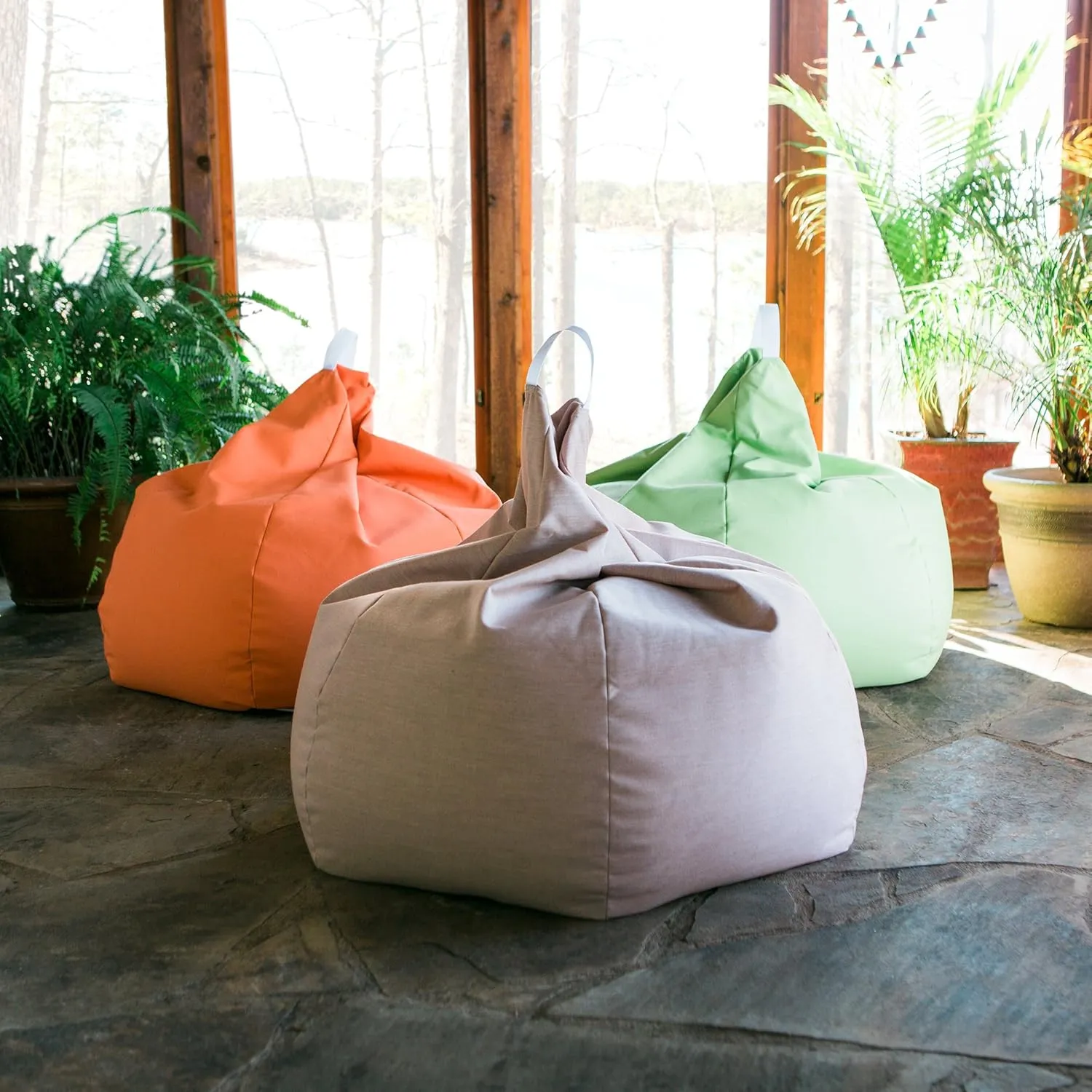 Jaxx Kiss Bean Bag Chair | Casual Poolside & Patio Seating | Sunbrella, Flax Beige