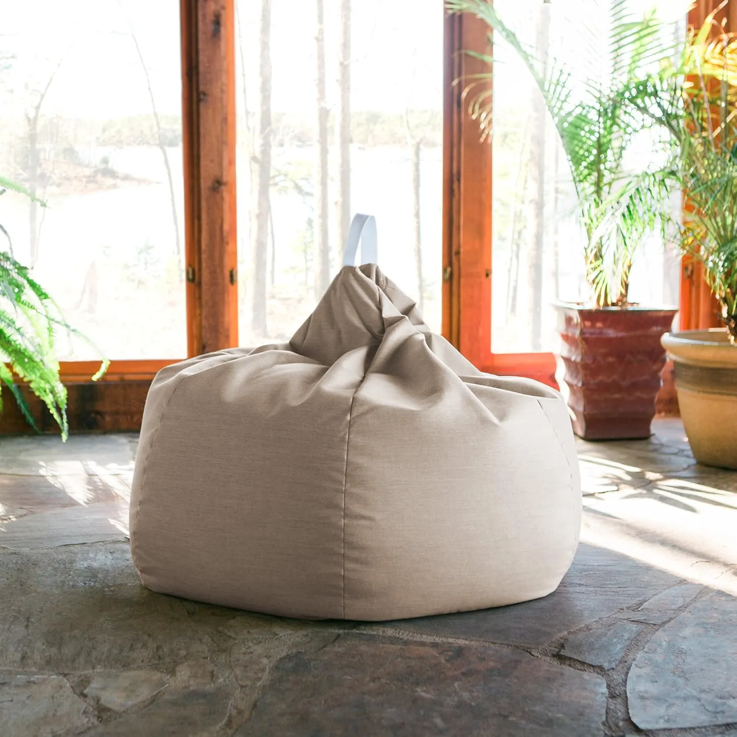 Jaxx Kiss Bean Bag Chair | Casual Poolside & Patio Seating | Sunbrella, Flax Beige