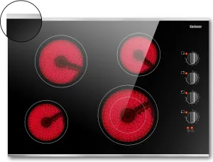 Karinear 30 Inch Electric Cooktop 4 Burners, Knob Control Built-in Ceramic Cooktop, 30" Radiant Electric Stove Top with Glass Protection Metal Frame,Hot Surface Indicator, 220-240v, Hard Wire, No Plug
