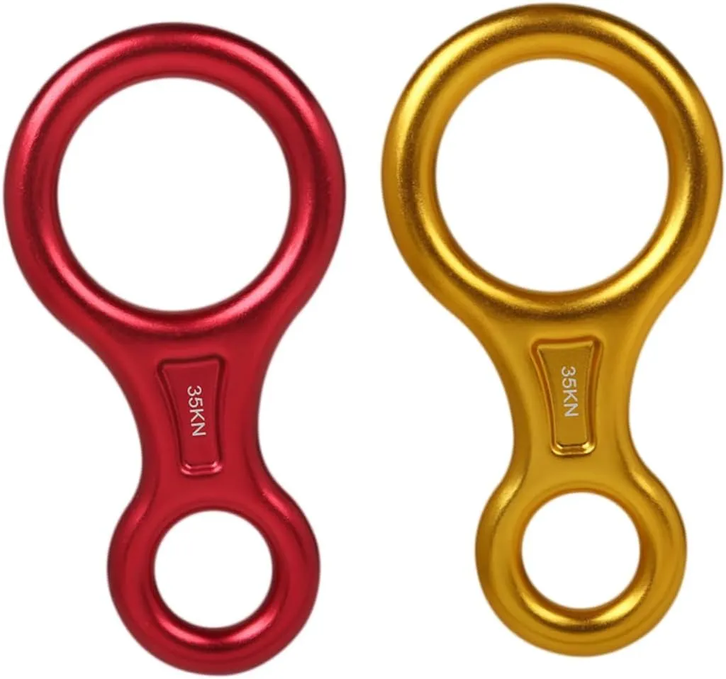 KICHOUSE Rappelling Gear and Equipment 2pcs Climbing Descender 8-Word Rope Descender Rappel Ring