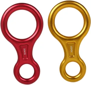 KICHOUSE Rappelling Gear and Equipment 2pcs Climbing Descender 8-Word Rope Descender Rappel Ring