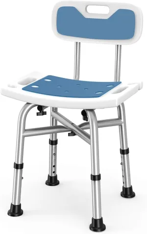 Kicimpro Shower Chair for Inside Shower, 500lbs Heavy Duty Bath Chair for Bathtub with Back, 5 Mins Installation Without Tools, 5 Adjustable Height(15.3"-19.5"), Shower Stool for Elderly and Disabled