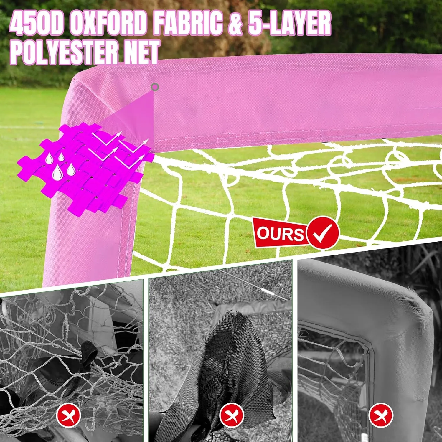 Kids Soccer Goals for Backyard Set, Portable Toddler Soccer Goal 2 of 4x3 ft, 6x4 ft, 7x5 ft, Soccer Training Equipment, Pop Up Soccer Net Kit with Size 4 Soccer Ball, Youth Games, Outdoor Sports Play