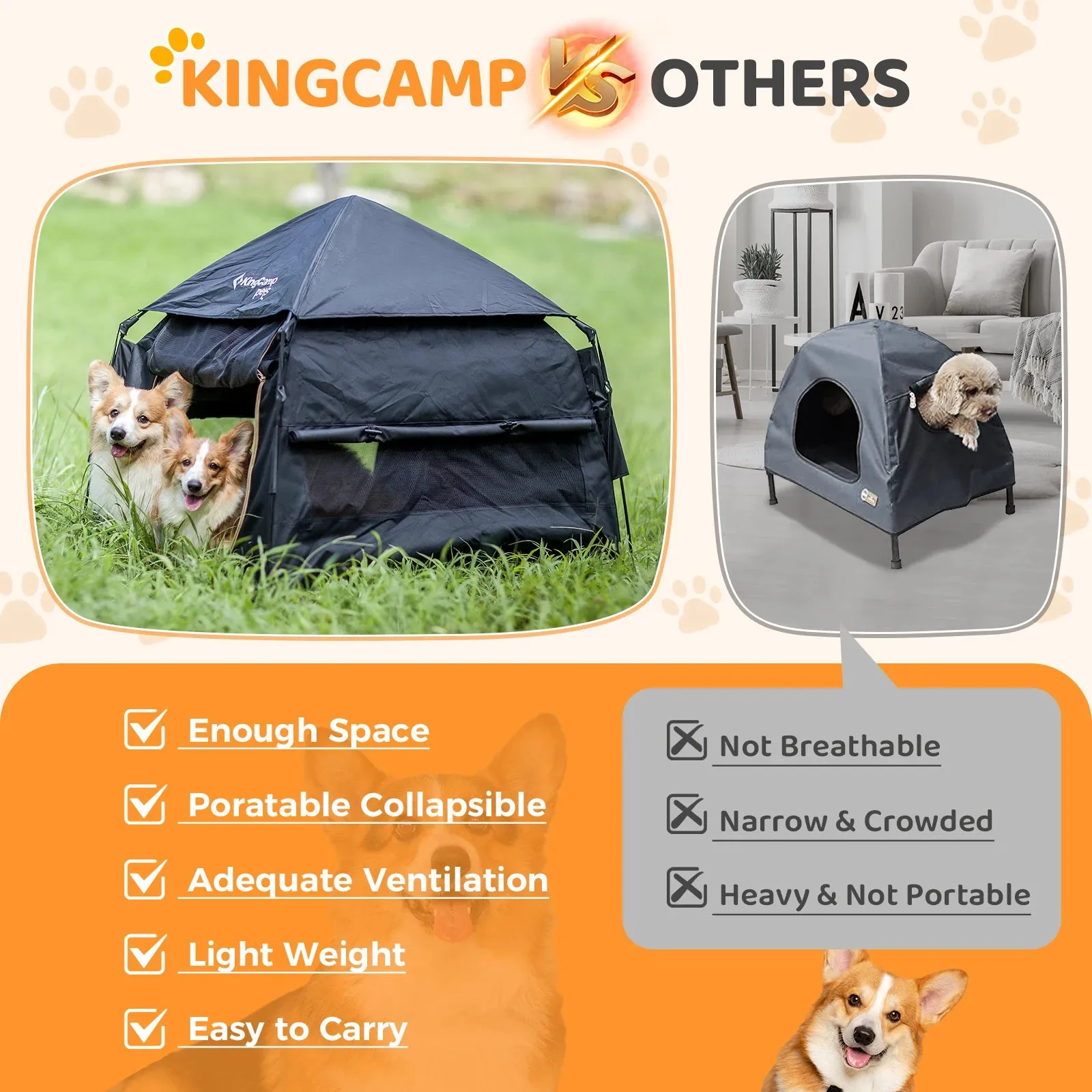 Kingcamp Foldable Dog Tent Dog Playpen