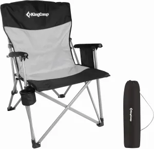KingCamp Large-Angle Backrest Folding Camping Chairs for Adults with Armrest, Outdoor Camp Chairs Adults with Cup Holder, Lawn Chairs Adults for Outside, Picnic,Travel, BBQ(300 lbs)