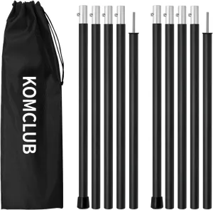 KOMCLUB Telescoping Tent Poles Tarp Poles 5-Section Adjustable Aluminum Rods for Tent Fly and Tarps Lightweight Replacement Adjustable Tent Poles for Outdoor Sport Camping 78Inch(Black)