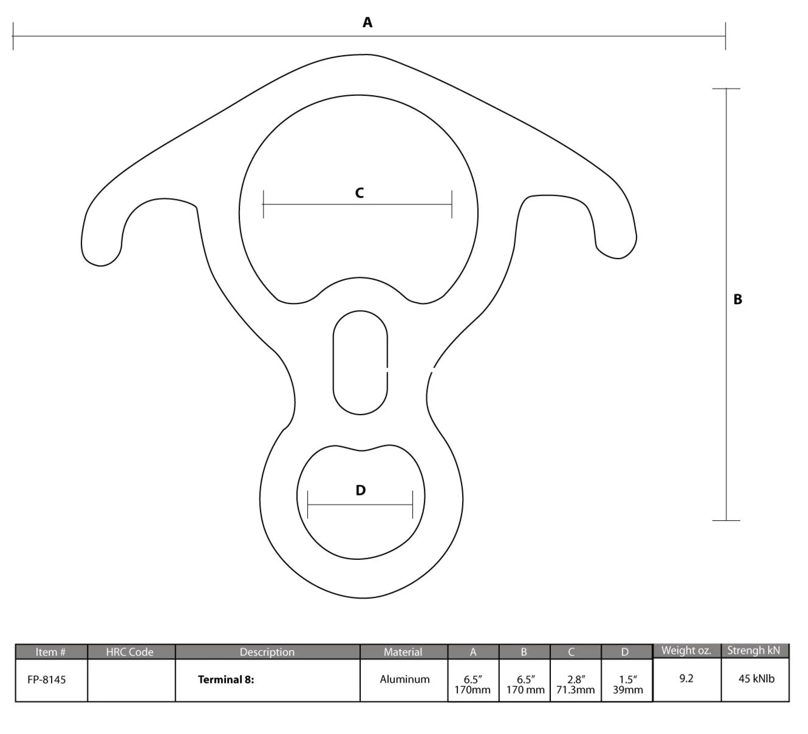 Kura 8 Aluminum Descender - Black