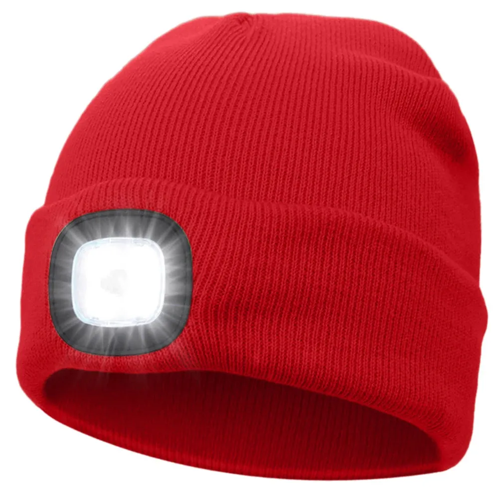 LED Beanie Knitted Hat – Warm Winter Knit Cap with Hands-Free Headlamp