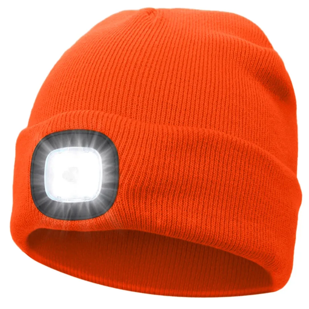 LED Beanie Knitted Hat – Warm Winter Knit Cap with Hands-Free Headlamp