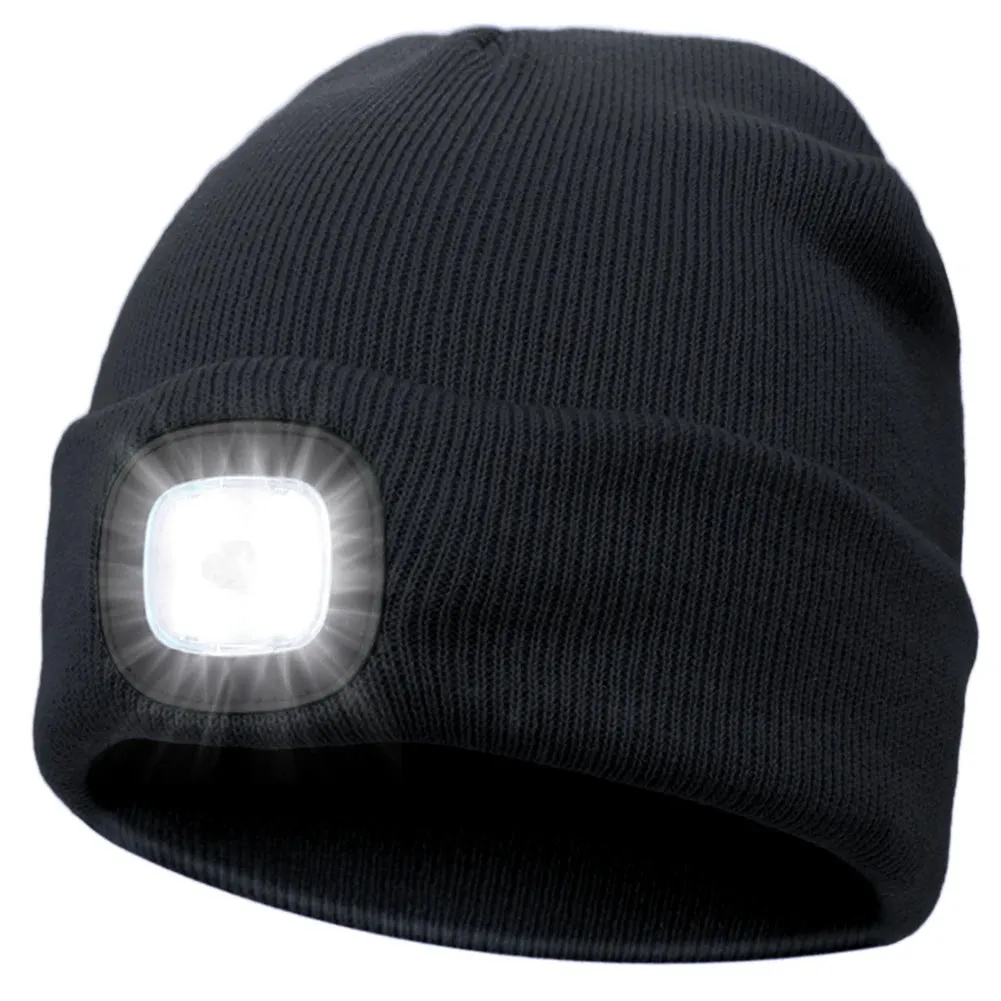 LED Beanie Knitted Hat – Warm Winter Knit Cap with Hands-Free Headlamp