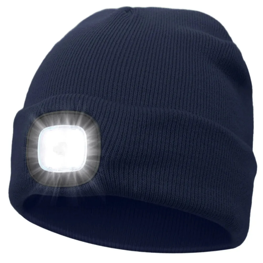LED Beanie Knitted Hat – Warm Winter Knit Cap with Hands-Free Headlamp