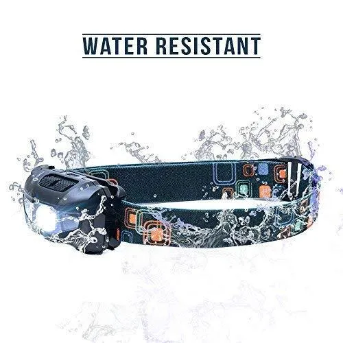 LED Headlamp Flashlight - Great for Camping, Hiking, Dog Walking, Kids, One of The Lightest (2.6 oz) White Cree Headlight, Water & Shock Resistant   Red Strobe, 3 AAA Batteries Included