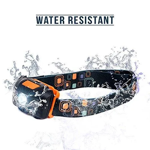 LED Headlamp Flashlight - Great for Camping, Hiking, Dog Walking, Kids, One of The Lightest (2.6 oz) White Cree Headlight, Water & Shock Resistant   Red Strobe, 3 AAA Batteries Included