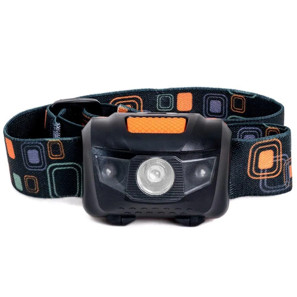 LED Headlamp Flashlight - Great for Camping, Hiking, Dog Walking, Kids, One of The Lightest (2.6 oz) White Cree Headlight, Water & Shock Resistant   Red Strobe, 3 AAA Batteries Included