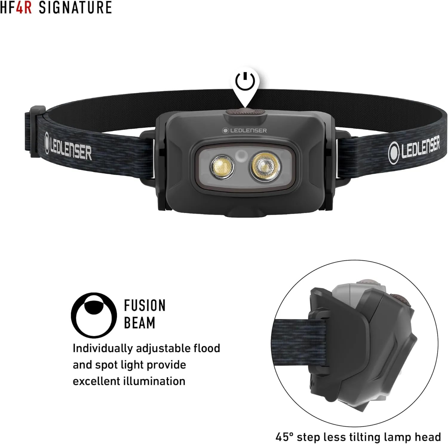 Ledlenser HF4R Signature Hands Free, Rechargeable Headlamp, Water Resistant, 600 Lumens, Black