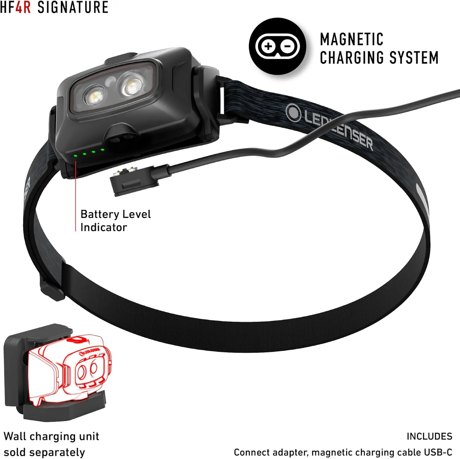 Ledlenser HF4R Signature Hands Free, Rechargeable Headlamp, Water Resistant, 600 Lumens, Black