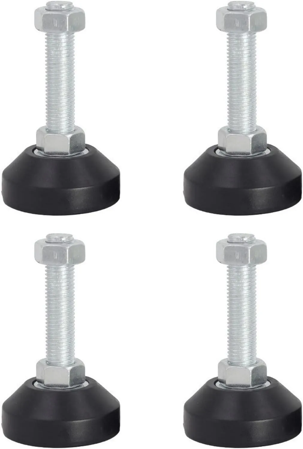 Leveling Feet ，Adjustable Threaded Pole Leveling Foot， 4-Piece Rubber Non-Slip Support Feet, Adjustable Foot Cups, Heavy-Duty Shock-Absorbing Leveling Feet