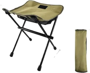 Light Portable Outdoor Folding Chair with Bag Outdoor Folding Fold Aluminum Chair Stool Seat Fishing Camping(Green)