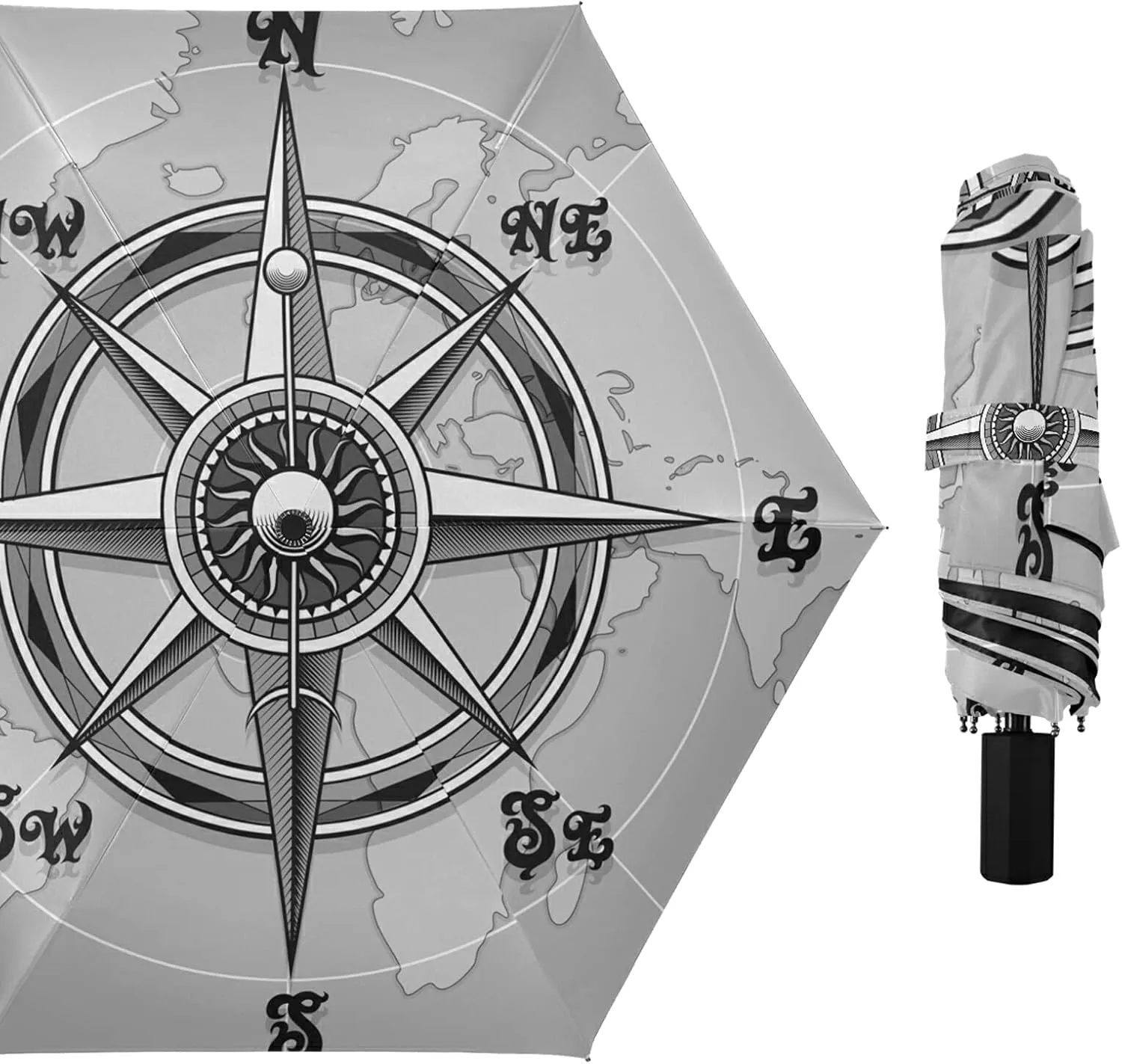 Lightweight Folding Umbrella, Portable Sun Travel Parasol, Compact Anti-UV Strong Rain Umbrella